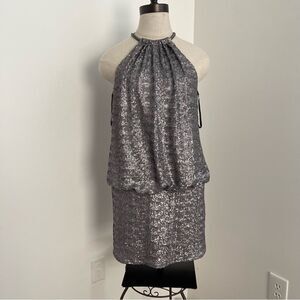 Laundry by Shelli Segal sequins dress with metal hardware collar size 4